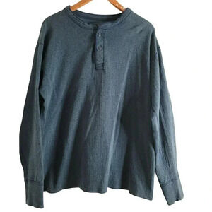 LL Bean Size XL Regular Navy blue 100% Cotton Long Sleeve Shirt round neckMen's